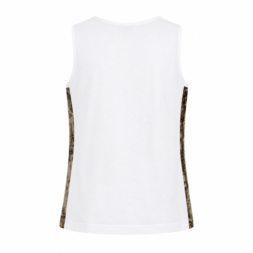 Vtg Pollini Tank Top White Cotton Velvet Side Panel Y2K EuroChic Minimalist Sz 6 - Picture 5 of 16